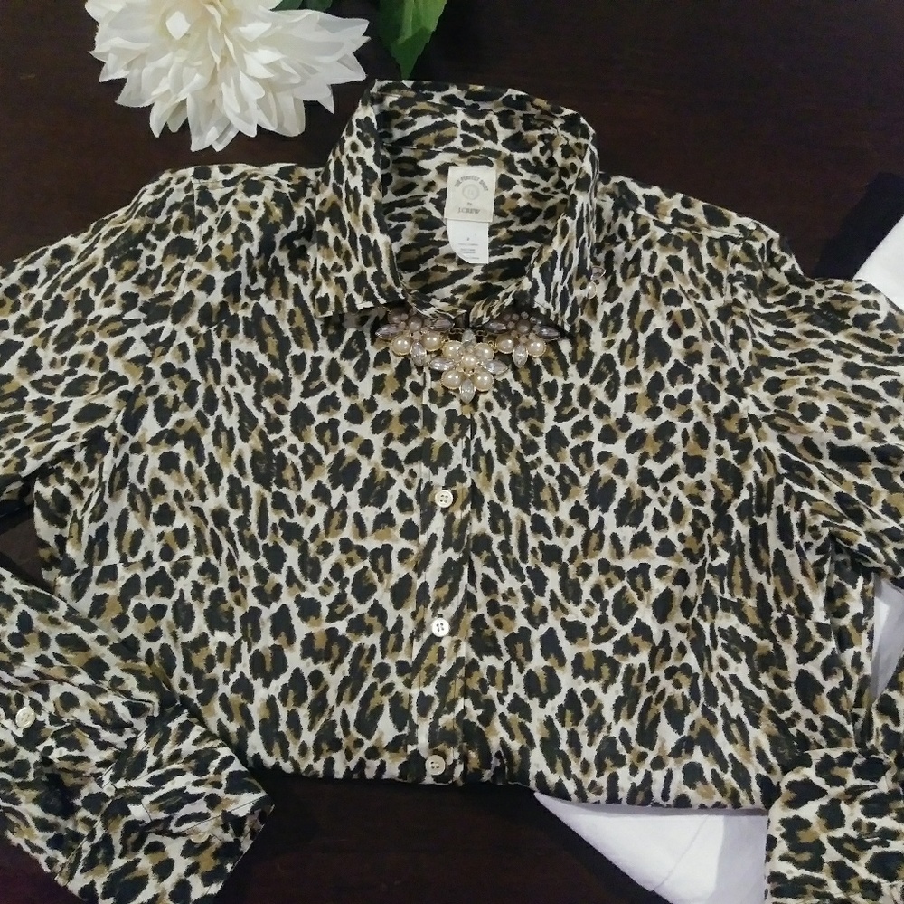 J.Crew The Perfect Shirt Leopard
